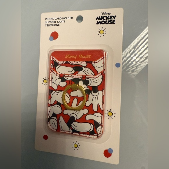 Disney Mickey Mouse Red and Gold Phone Card Holder - Picture 1 of 7